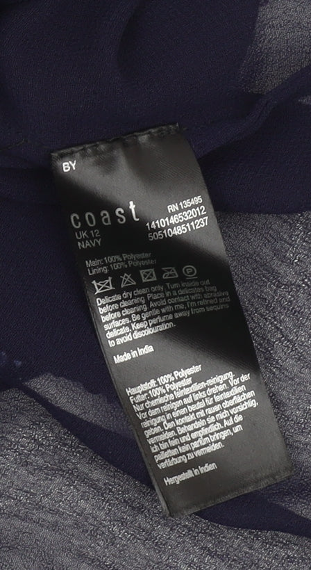 Coast Women's Blue Beaded Blouse Size 12