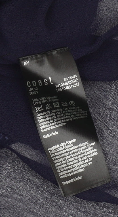 Coast Women's Blue Beaded Blouse Size 12