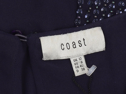 Coast Women's Blue Beaded Blouse Size 12