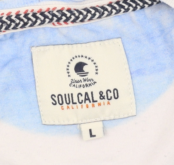 SoulCal Men's Blue Geometric Print T-Shirt Size L
