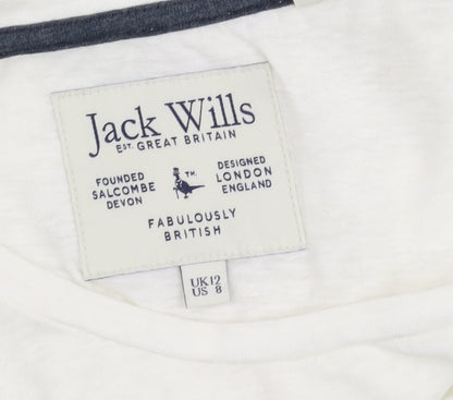 Jack Wills Women's White T-Shirt Size 12 Short Sleeve