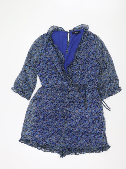 Next Women's Blue Floral Playsuit Size 12