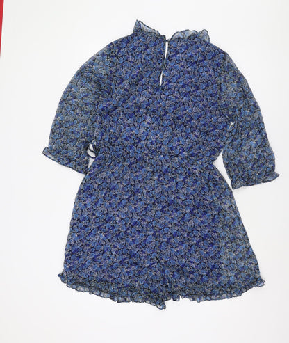 Next Women's Blue Floral Playsuit Size 12