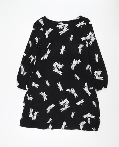 Wallis Women's Black Animal Print Dress Size 14