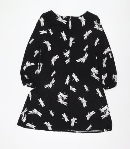 Wallis Women's Black Animal Print Dress Size 14