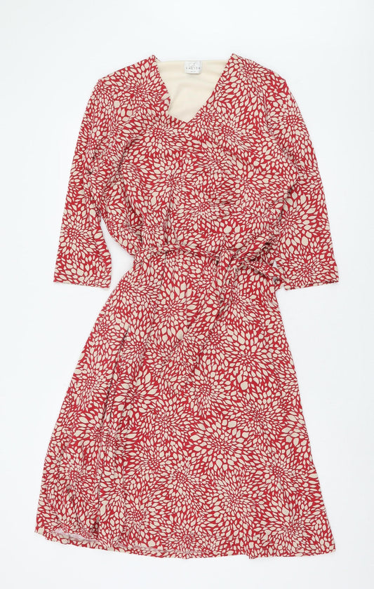 Eastex Women's Red Floral V-Neck Dress Size 16