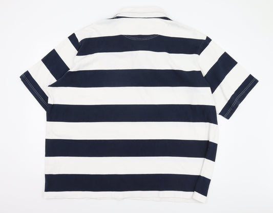 England Men's Blue Striped Polo, 4XL, Short Sleeve