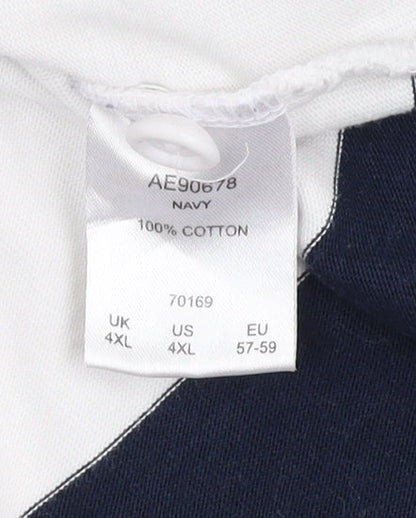 England Men's Blue Striped Polo, 4XL, Short Sleeve