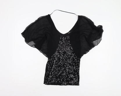 Womens UK Size XS GUESS Black Basic Blouse