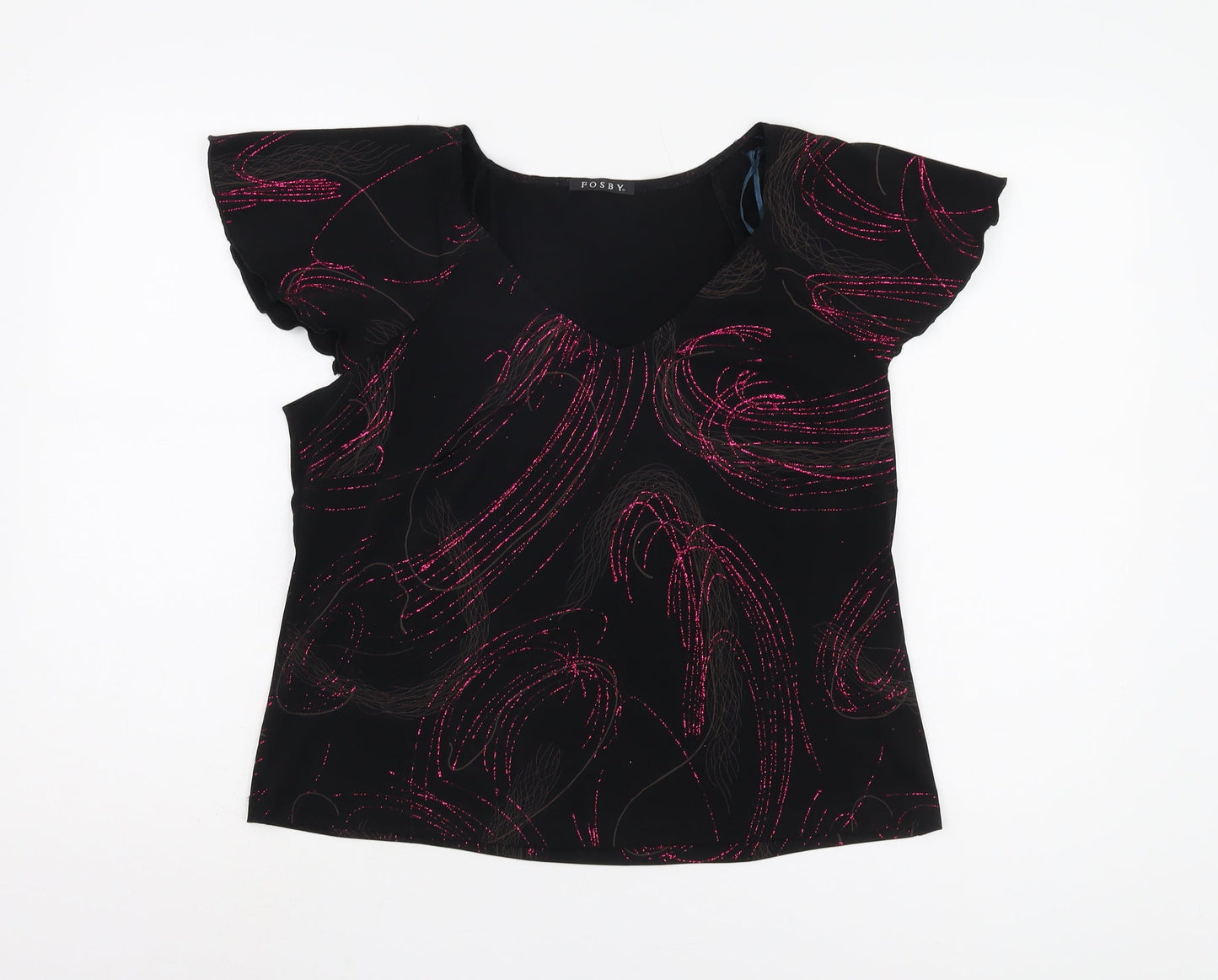 Womens UK Size 16 FOSBY Black Basic Blouse