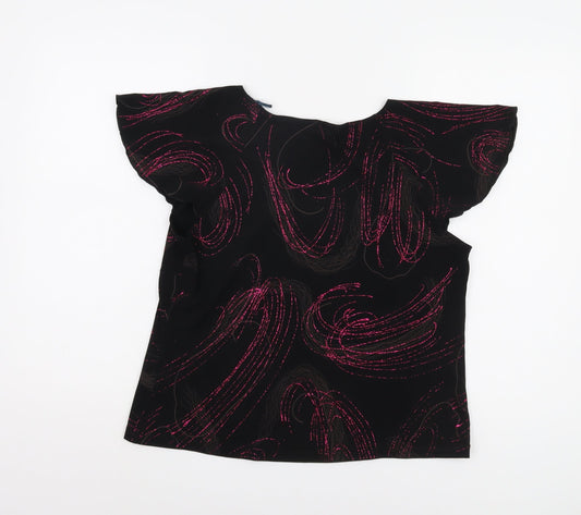 Womens UK Size 16 FOSBY Black Basic Blouse