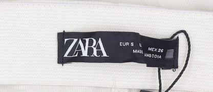 Womens UK Size S Zara Slim Fit Leggings Beige Trousers