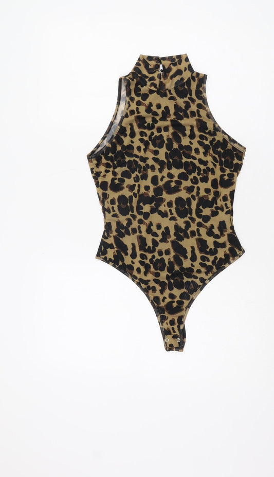 NAANAA Women's Brown Animal Print Bodysuit - Size 10, Party Perfect