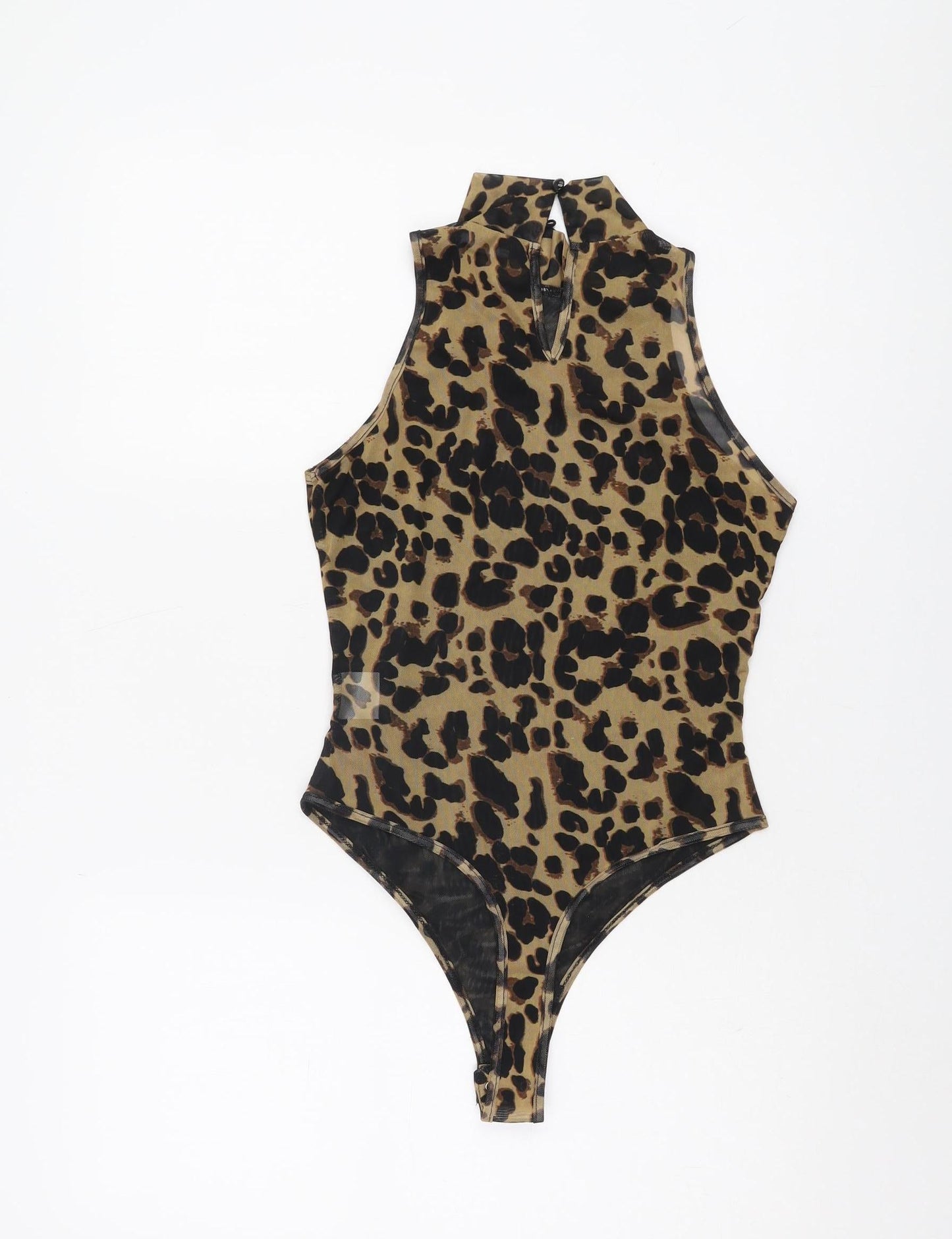 NAANAA Women's Brown Animal Print Bodysuit - Size 10, Party Perfect