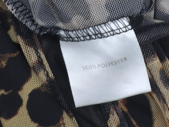 NAANAA Women's Brown Animal Print Bodysuit - Size 10, Party Perfect