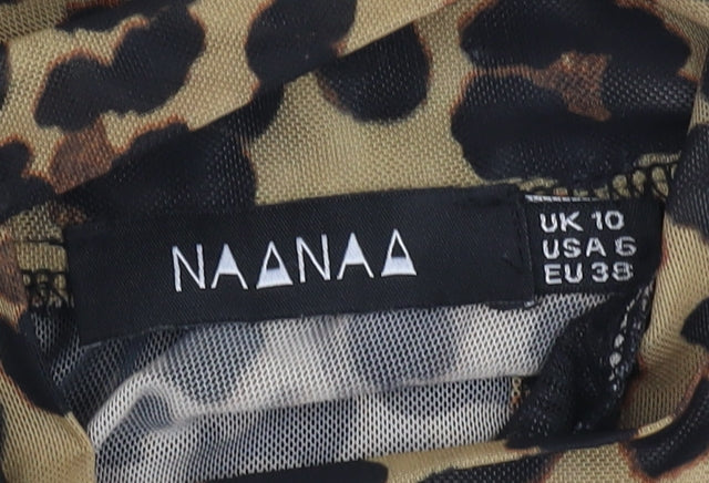 NAANAA Women's Brown Animal Print Bodysuit - Size 10, Party Perfect