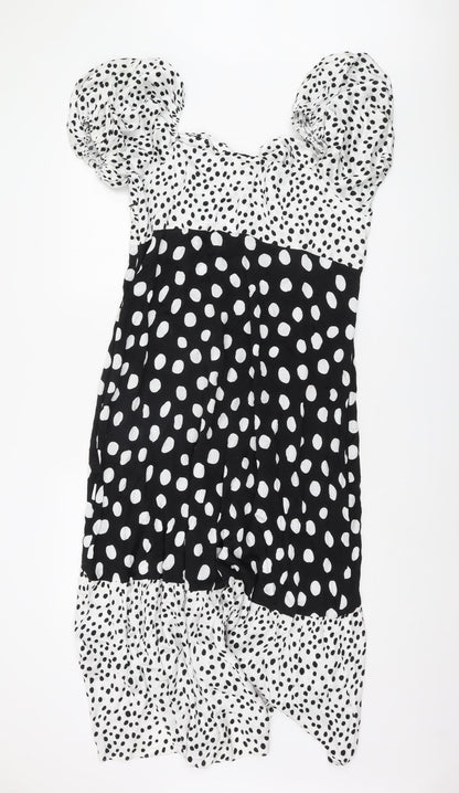 Myleene Klass Women's Black Polka Dot Puff Sleeve Dress