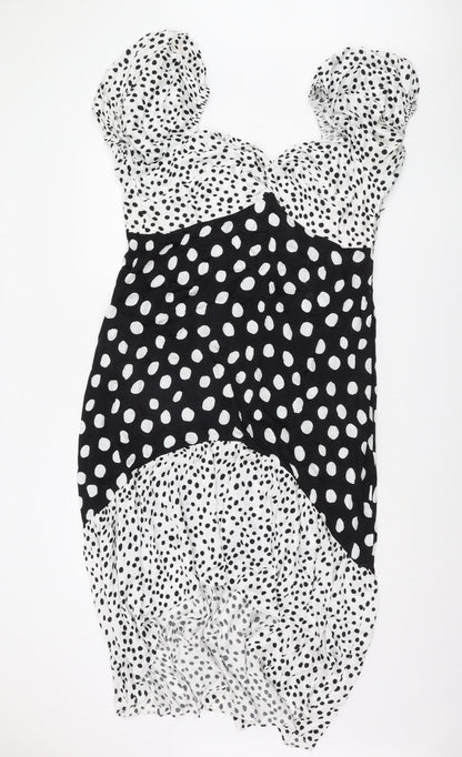 Myleene Klass Women's Black Polka Dot Puff Sleeve Dress