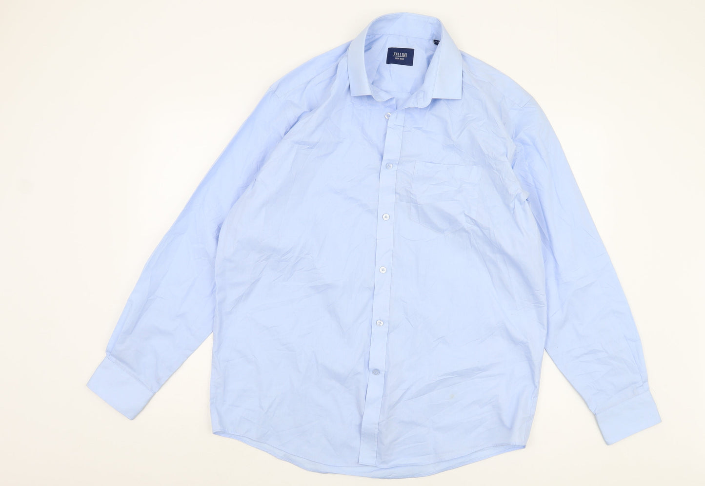 Fellini Men's Blue Button-Up Shirt, Long Sleeve