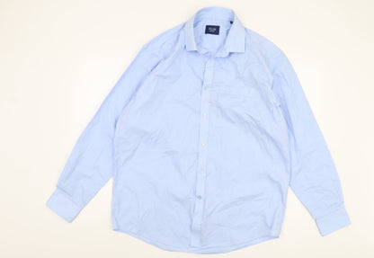 Fellini Men's Blue Button-Up Shirt, Long Sleeve