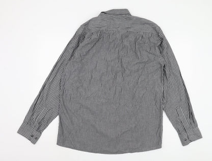 Bar Harbour Men's Black Striped Button-Up Shirt M