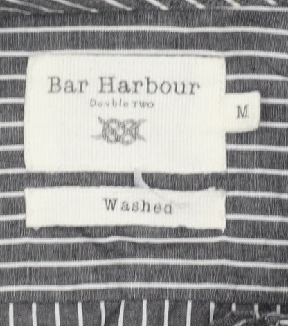 Bar Harbour Men's Black Striped Button-Up Shirt M