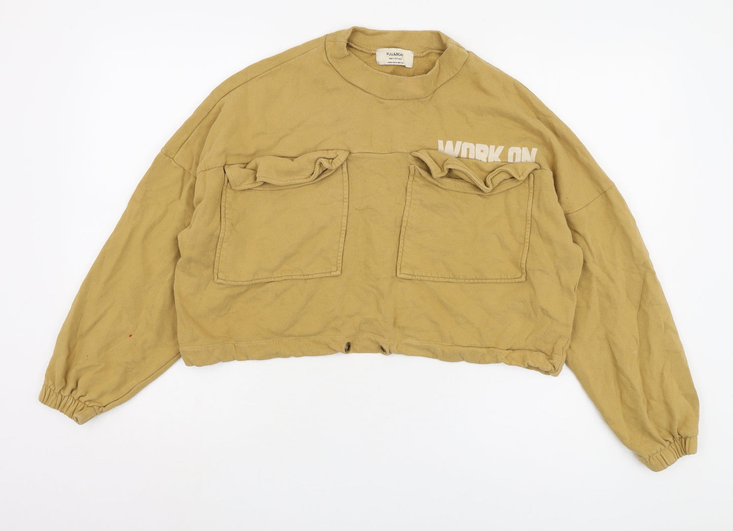 Womens UK Size M Pull & Bear Beige Pullover Sweatshirt