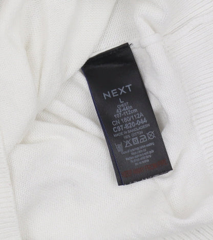 Next Men's White Polo Shirt Size L Cotton Casual