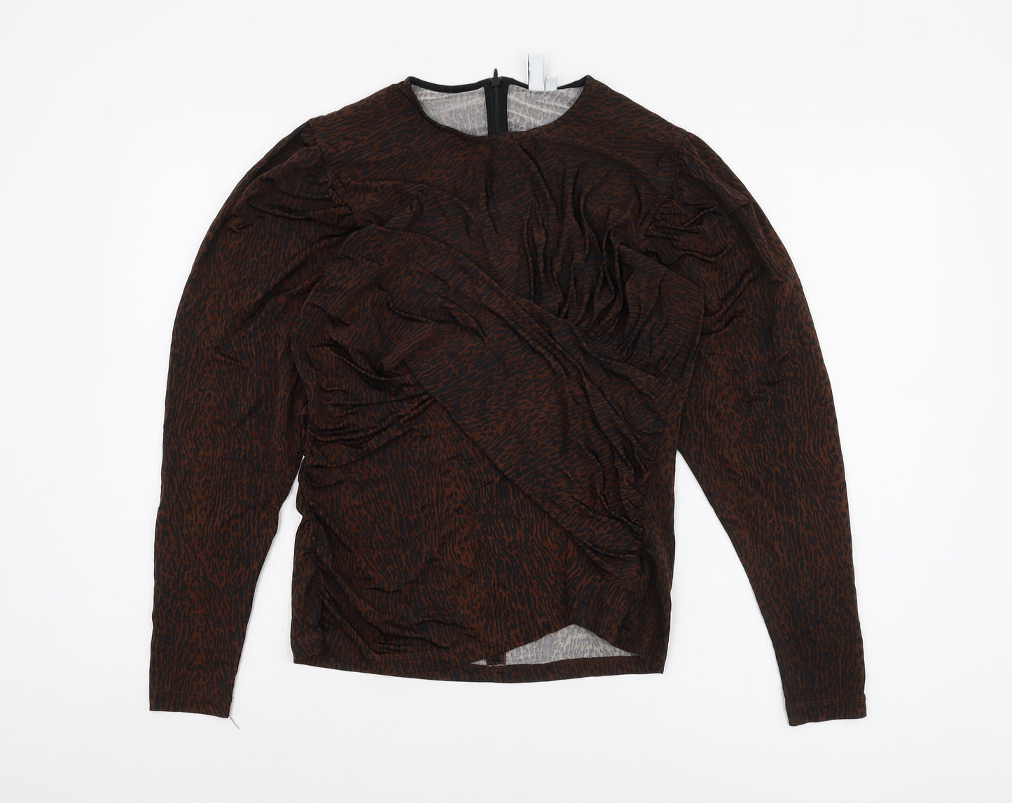& Other Stories Women's Brown Animal Print Top, Size 12