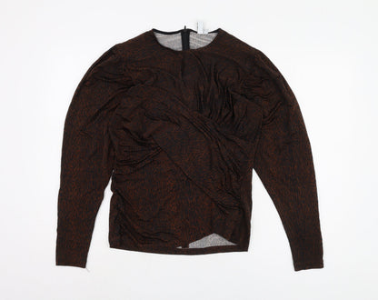& Other Stories Women's Brown Animal Print Top, Size 12