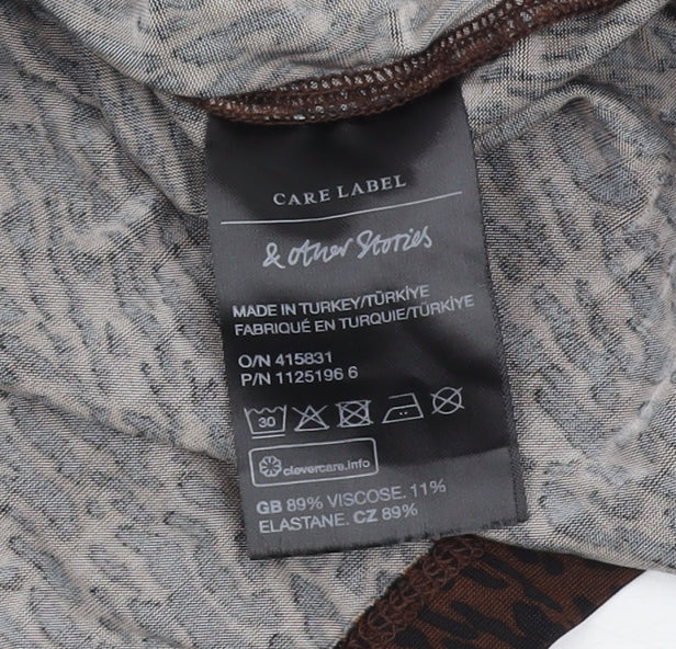 & Other Stories Women's Brown Animal Print Top, Size 12