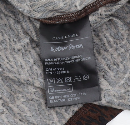 & Other Stories Women's Brown Animal Print Top, Size 12
