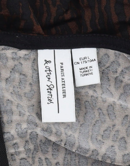 & Other Stories Women's Brown Animal Print Top, Size 12