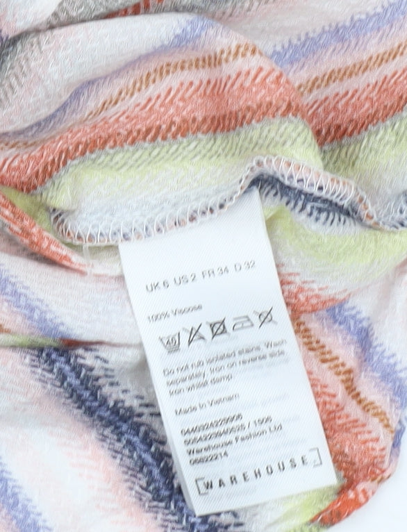 Womens UK Size 6 Warehouse Multicoloured Basic T-Shirt