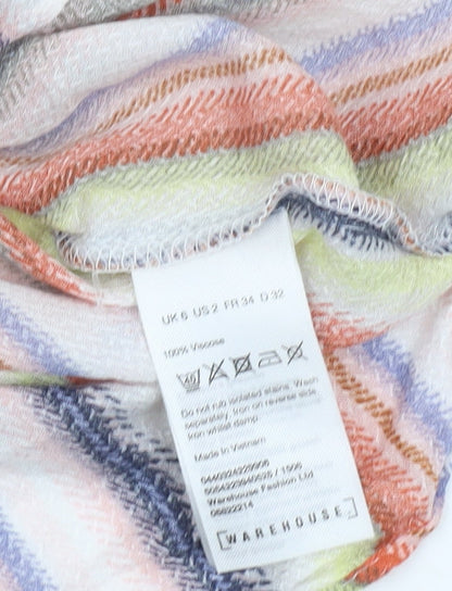 Womens UK Size 6 Warehouse Multicoloured Basic T-Shirt