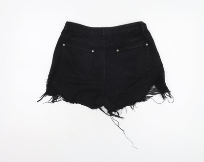 boohoo Women's Black Cut-Off Denim Shorts UK 14