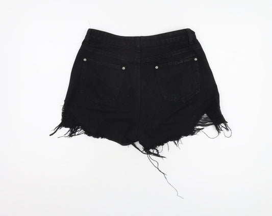 boohoo Women's Black Cut-Off Denim Shorts UK 14