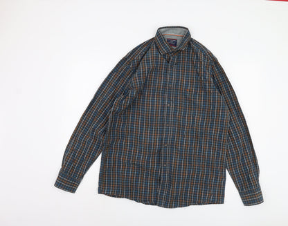 Casa Moda Men's Blue M 39-40" Long Sleeve Checkered Shirt