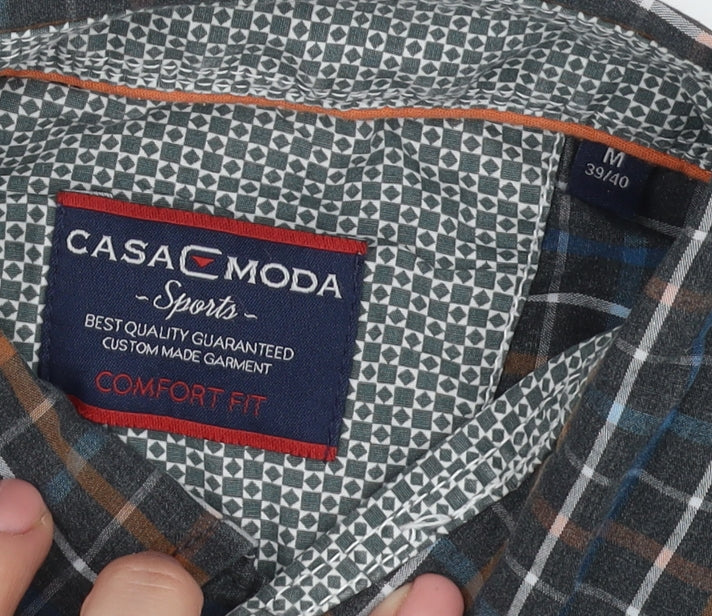 Casa Moda Men's Blue M 39-40" Long Sleeve Checkered Shirt
