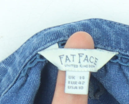 Womens UK Size 14 FatFace Blue Basic Blouse
