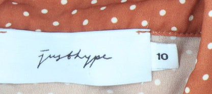 Justhype Women's Orange Polka Dot Shirt Dress Size 10