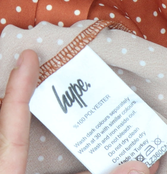 Justhype Women's Orange Polka Dot Shirt Dress Size 10