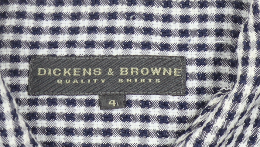 Dickens & Browne Men's Blue Check Long Sleeve Shirt
