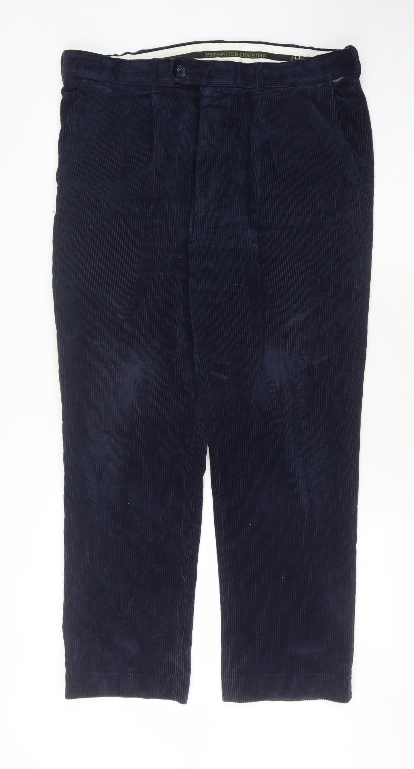 Peter Christian Men's Blue Corduroy Trousers, Size 38