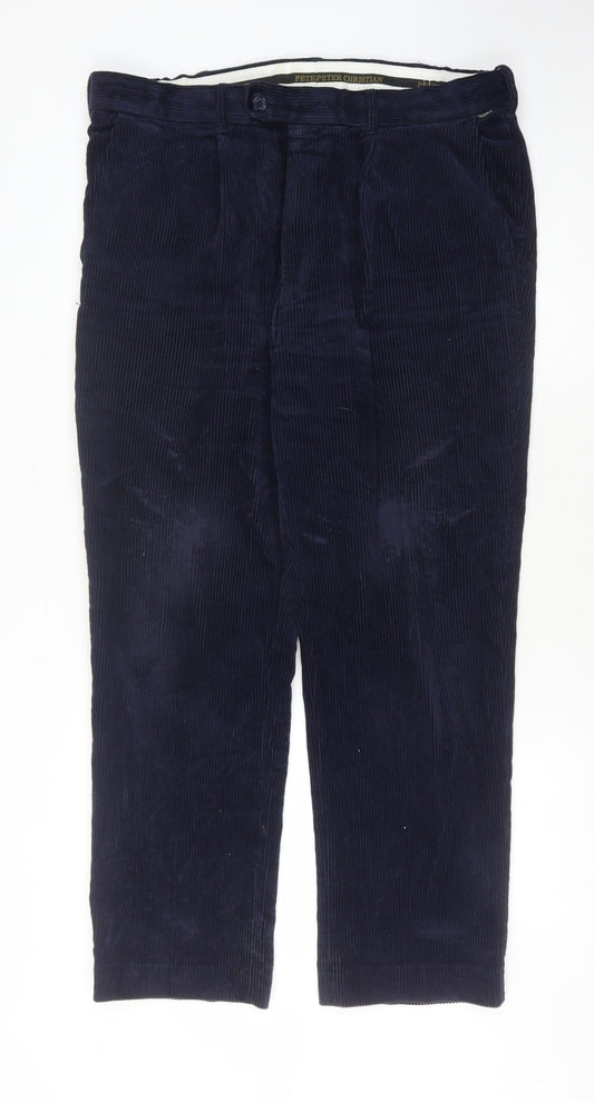 Peter Christian Men's Blue Corduroy Trousers, Size 38