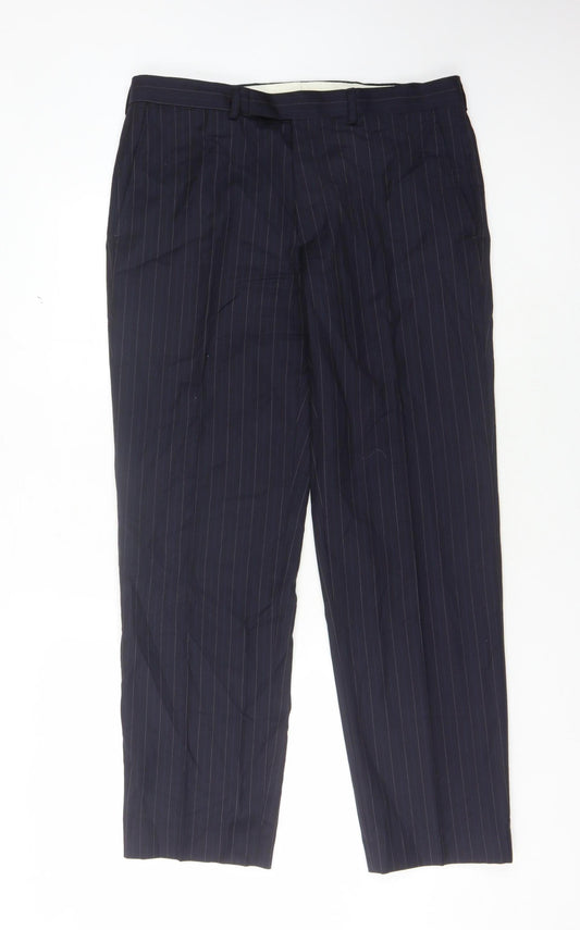 Marks and Spencer Men's Blue Pinstripe Trousers