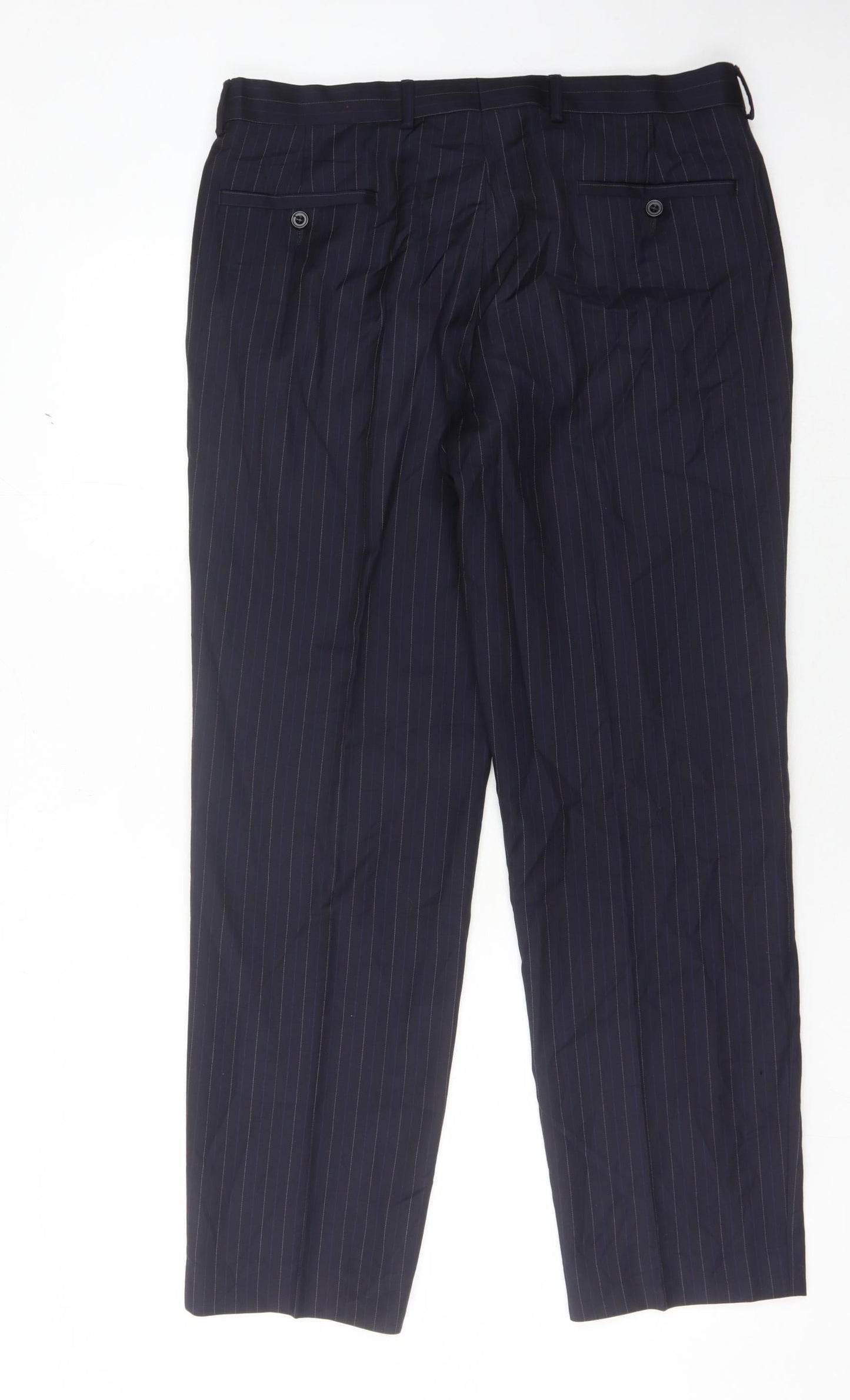 Marks and Spencer Men's Blue Pinstripe Trousers