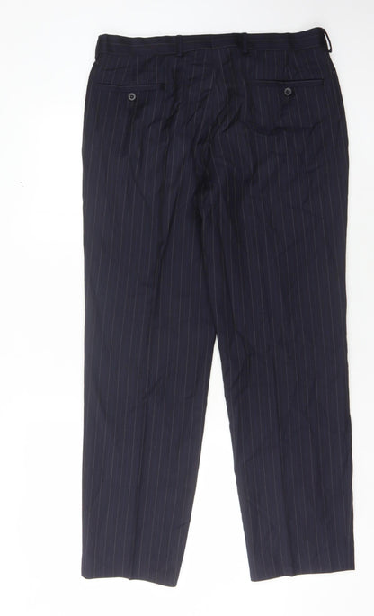 Marks and Spencer Men's Blue Pinstripe Trousers