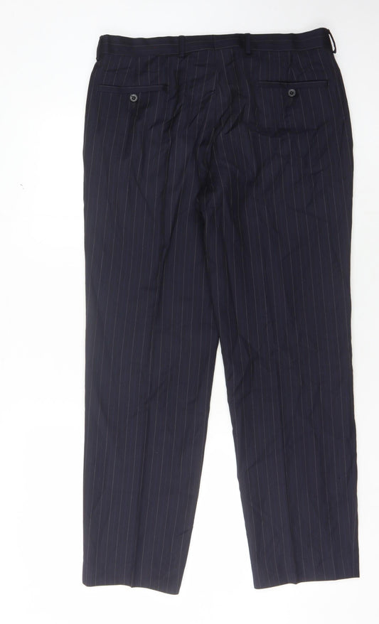 Marks and Spencer Men's Blue Pinstripe Trousers