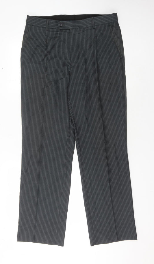 Burton Black Men's Striped Trousers Size 34
